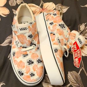 SIZE 9 BLACK/PINK FLORAL VANS